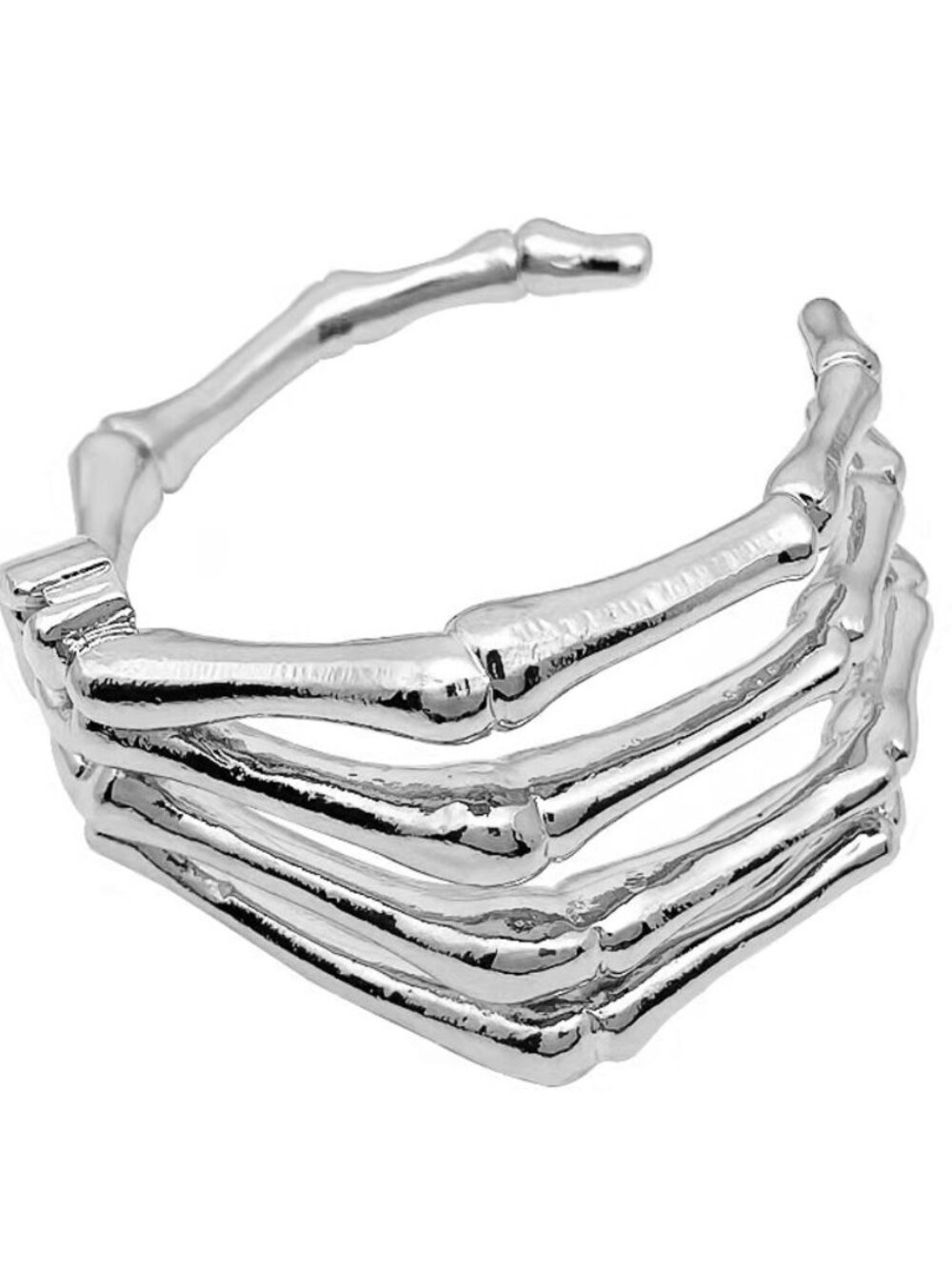 NWT Silver Skeleton Hand Cuff Bracelet Gothic Halloween Jewelry